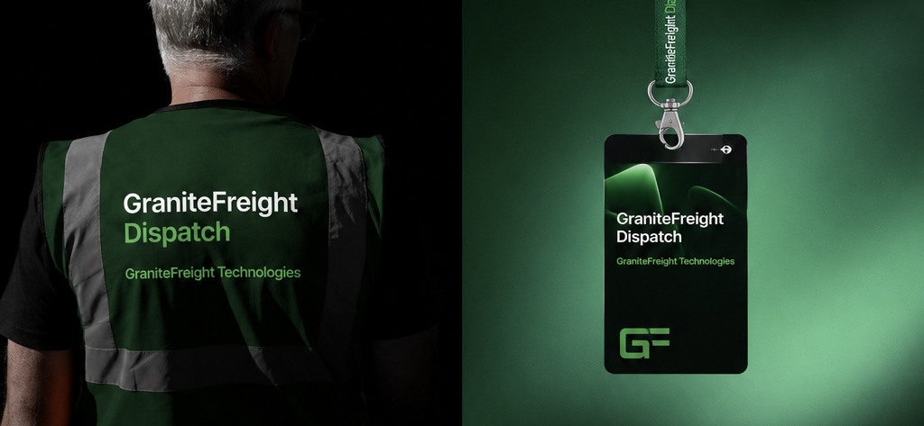 GraniteFreight Dispatch safety vest and official dispatcher credential badge